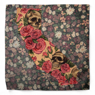 Floral California State Skull bandanna