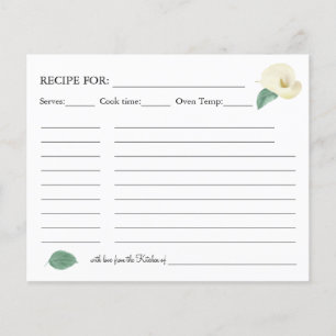 Floral Calla Lilies Greenery Recipe Card Flyer