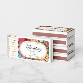 Floral Calligraphy Art Nouveau Colorful Matchbook Matchboxes