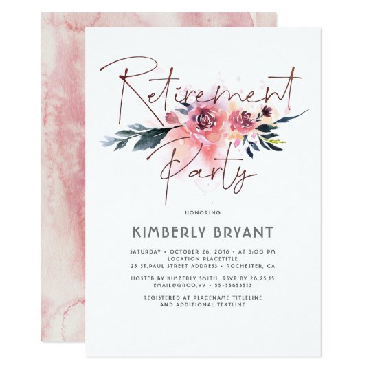 Floral Calligraphy Elegant Modern Retirement Party Invitation | Zazzle.com