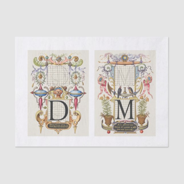 Floral calligraphy garden decoupage tissue paper (Front)