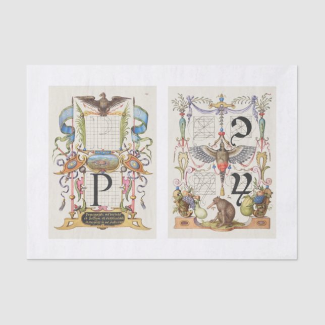 Floral calligraphy garden decoupage tissue paper (Front)