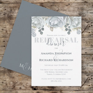 Floral Calligraphy Rehearsal Dinner Elegant Invitation