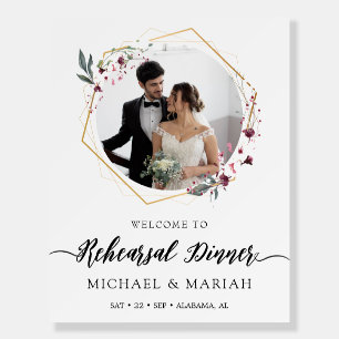 Floral Calligraphy Rehearsal Dinner Photo Wedding Foam Board