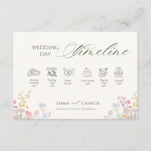 Floral Calligraphy  Wedding Day Timeline Enclosure Card