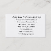 Floral Calm Caregiver Professional Business Card (Back)