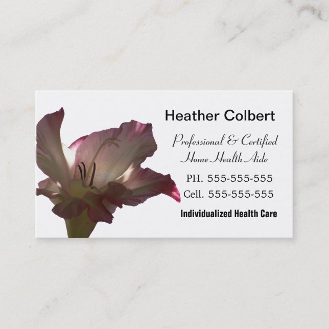 Floral Calm Caregiver Professional Business Card (Front)