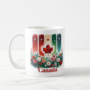 Floral Canada Day Cute Canadian Flag Coffee Mug