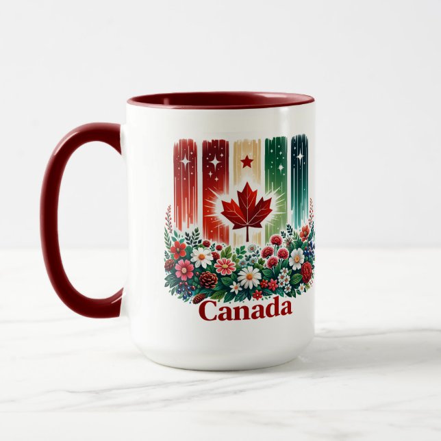 Floral Canada Day | Cute Canadian  Mug (Left)