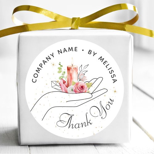 Floral Candle Thank You Classic Round Sticker