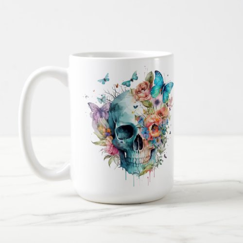 Floral Candy Skull  Coffee Mug