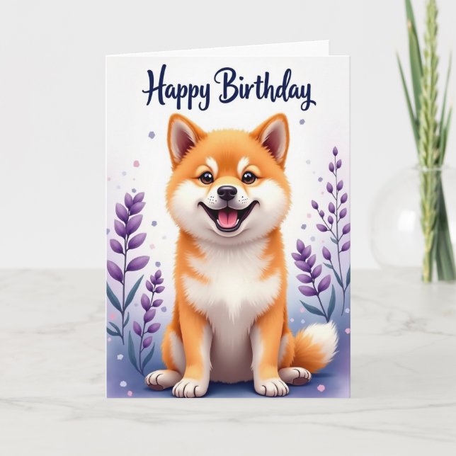 Floral Canine Birthday Card (Front)