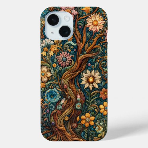 Floral Canopy Van Gogh style iPhone 15 Case