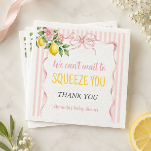 Floral Can't Wait To Squeeze Lemon Baby Shower Napkins