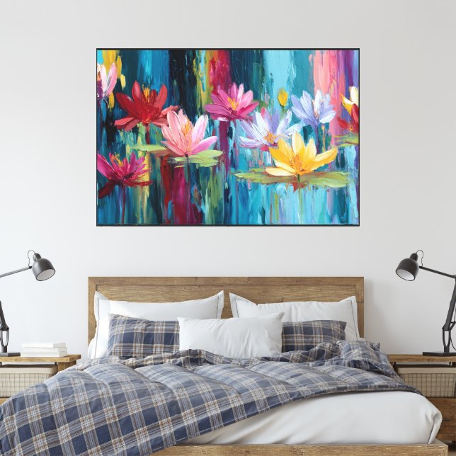 Floral Canvas Artwork – Stylish Flower Wall Décor Print (Insitu(Bedroom))