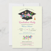 Floral Cap Graduation Party Invitation (Front)