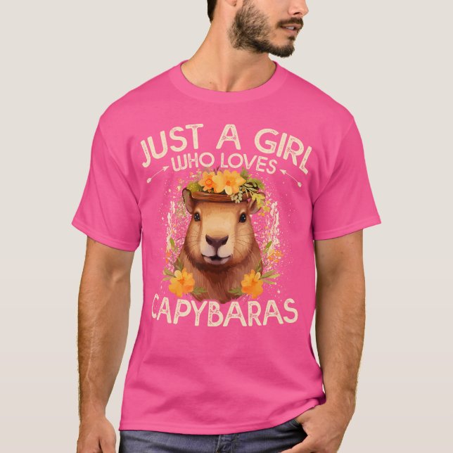Floral Capybara Just A Girl Who Loves Capybaras T-Shirt (Front)