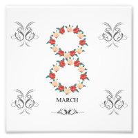 Floral card of roses for International Women's Day