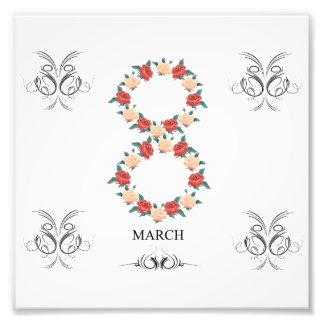 Floral card of roses for International Women's Day Photo Print
