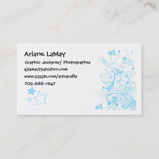 Customizable floral card, star &amp; hearts, Ariane LaMay, Graph... Business Card Template