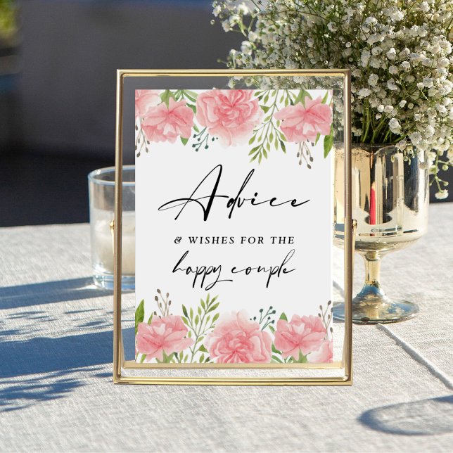 Floral Carnation Advice and Wishes Wedding Sign (Creator Uploaded)