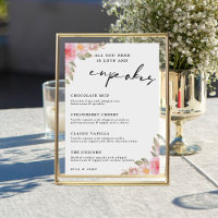 Floral Carnation Cupcake Menu Wedding Sign
