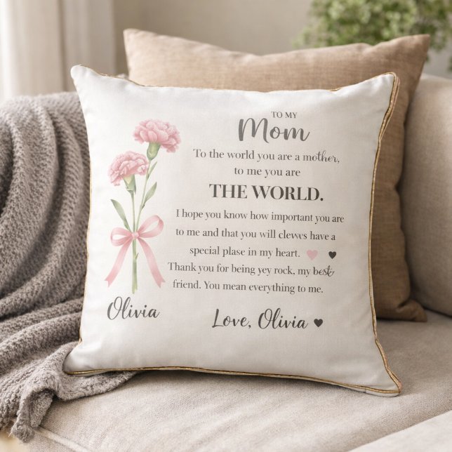 Floral Carnation Cushion Gift from Daughter Son (Creator Uploaded)