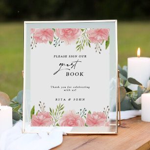 Floral Carnation Wedding Please Sign Our Guestbook