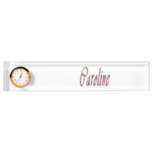 Floral Caroline Name Logo, Desk Name Plate