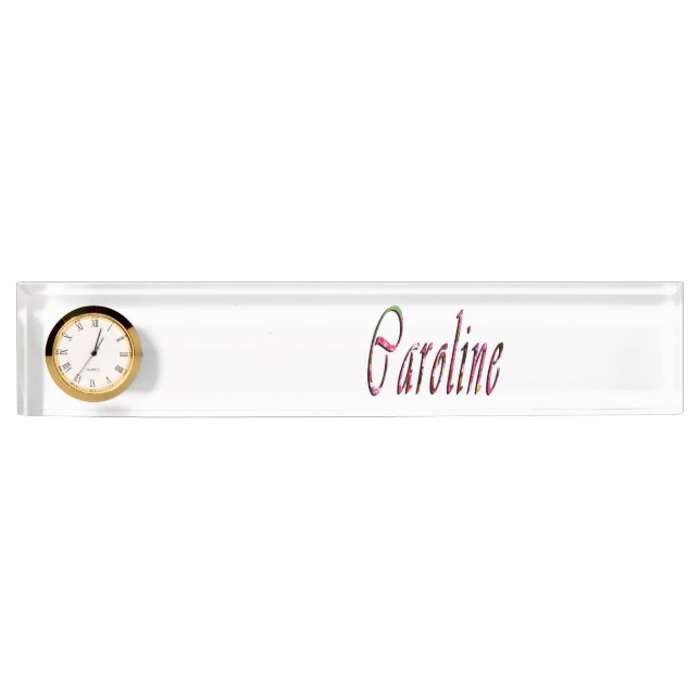 Floral Caroline Name Logo, Desk Name Plate (Front)