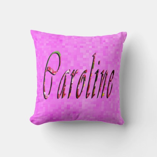 Floral Caroline Name Logo Throw Pillow