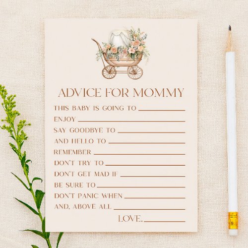 Floral Carriage Advice Baby Shower Game Activity