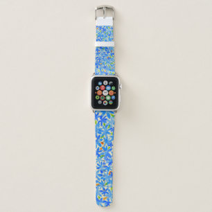 Floral Cascade: Blue Flowers Seamless Pattern Apple Watch Band