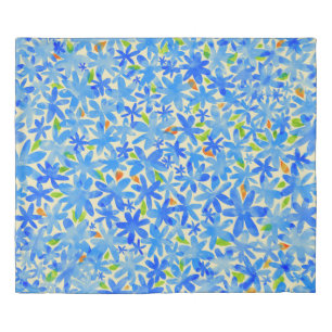 Floral Cascade: Blue Flowers Seamless Pattern Duvet Cover