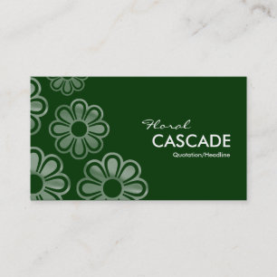Floral Cascade - Dark Green Business Card