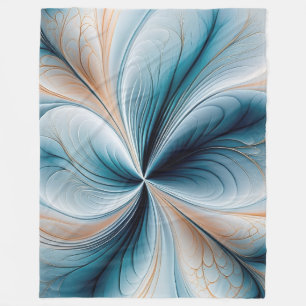 Floral Cascade - Soft Teal and Gold Abstract Flow Fleece Blanket