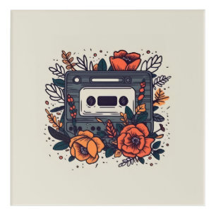 Floral Cassette Tape Acrylic Print