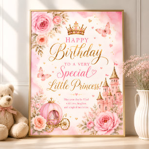 Floral Castle Birthday Poster