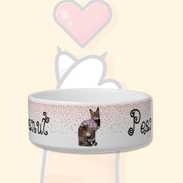 Floral Cat 2 & Hearts  Pet Bowl (Creator Uploaded)