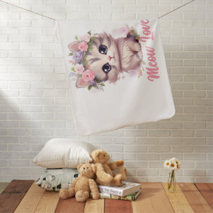 Floral Cat Baby Blanket