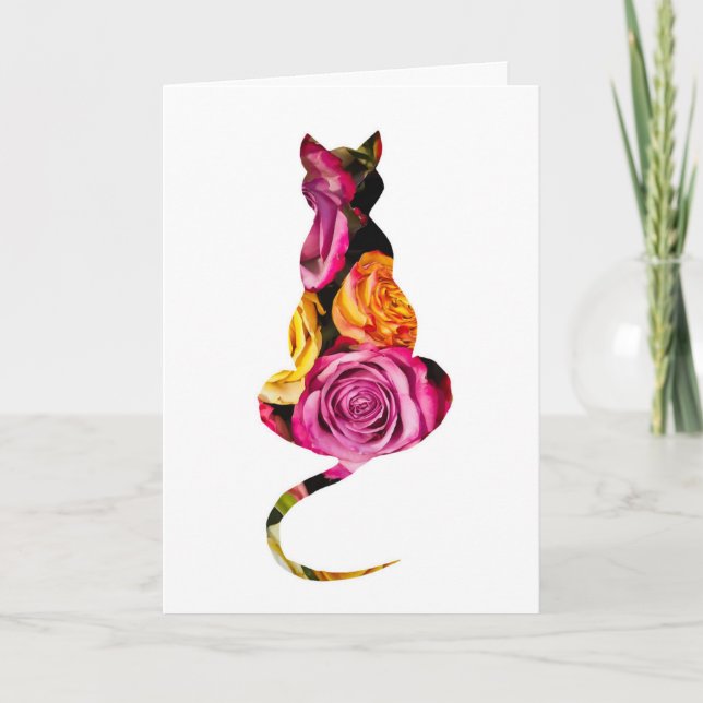 Floral Cat Birthday Card (Front)