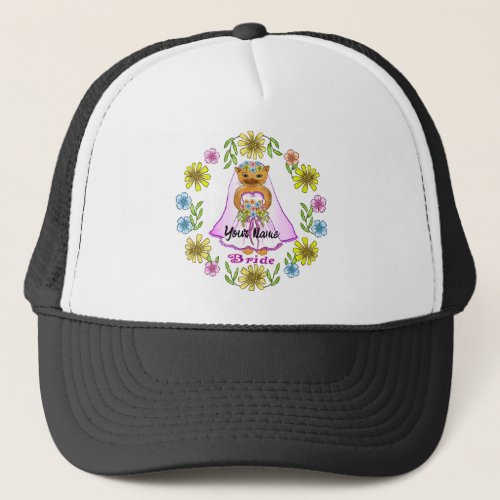 Floral Cat Bride custom name Hat