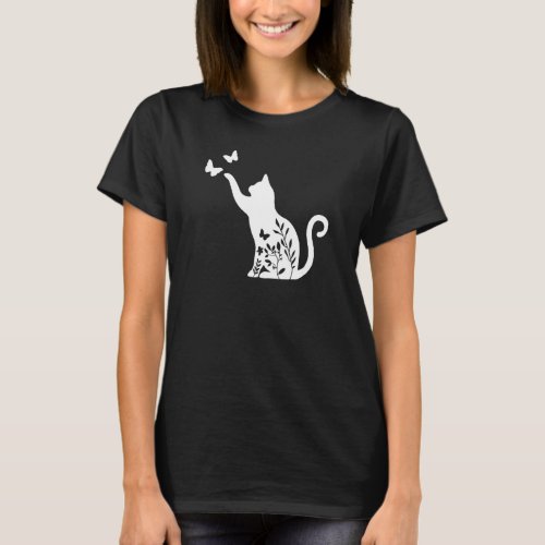 Floral Cat Cat With Flower Wildflower Cat T_Shirt