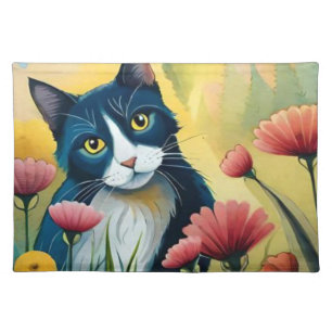 FLoral cat Cloth Placemat