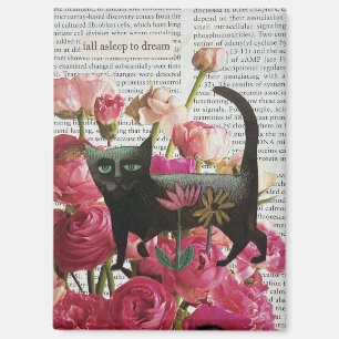 Floral Cat Collage Wall Art Surreal Decor Magnet