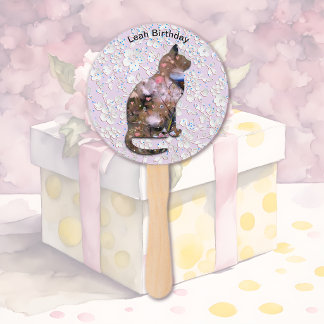 Floral Cat Hand Fan