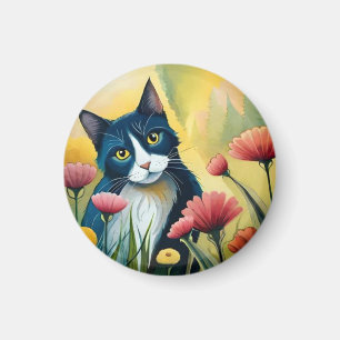 FLoral cat Magnet