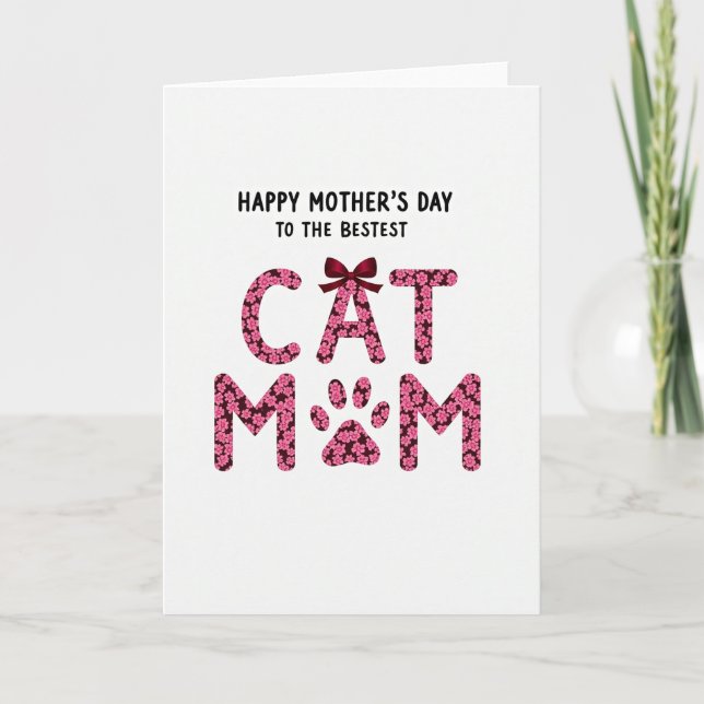 Floral Cat Mom Mothers Day Card (Front)