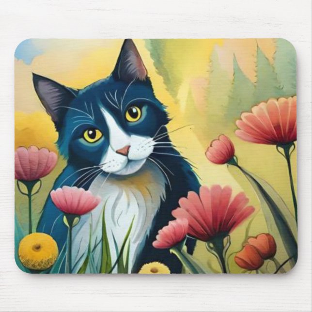 FLoral cat  Mouse Pad (Front)