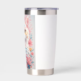 Floral Cat Mug - Watercolor Flower Cat Coffee Mug Insulated Tumbler